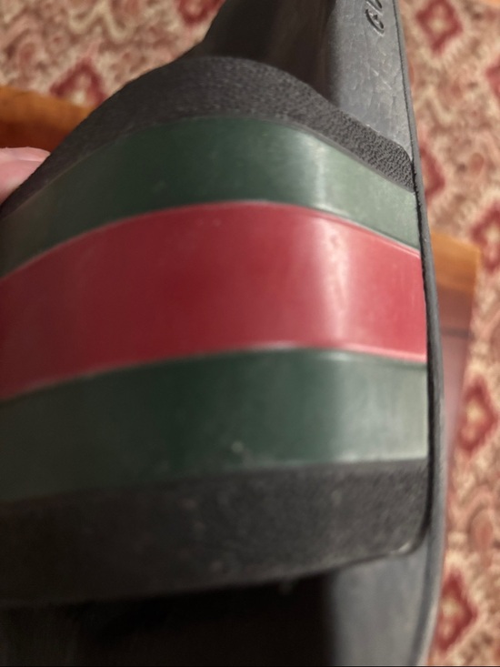 Gucci Black Slides with Green and Red Signature Stripes men’s size 12